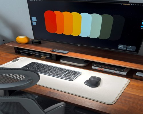 ergonomic minimalist home office desk setup